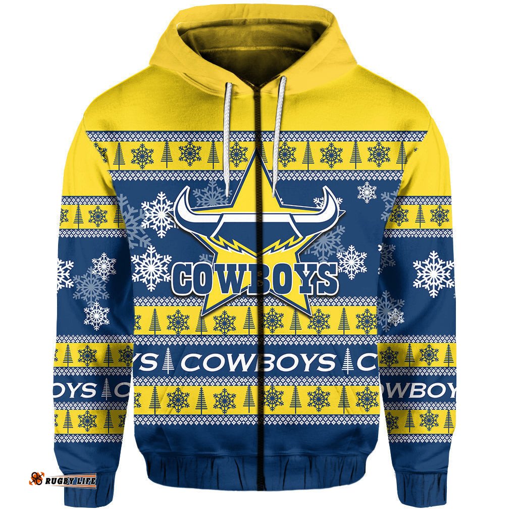 north queensland cowboys zip hoodie christmas