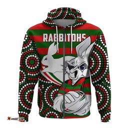 rabbitohs indigenous rugby cartoon zip hoodie