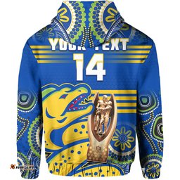 custom text and number parramatta rugby hoodie eels premiers indigenous artsy