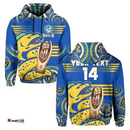 custom text and number parramatta rugby hoodie eels premiers indigenous artsy