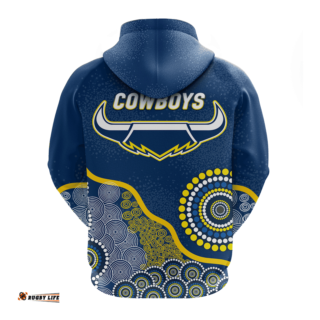 cowboys rugby aboriginal art hoodie
