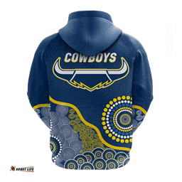 cowboys rugby aboriginal art hoodie