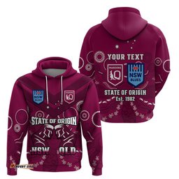 personalised qld maroons and nsw blues rugby hoodie state of origin indigenous maroon