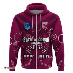 personalised qld maroons and nsw blues rugby hoodie state of origin indigenous maroon