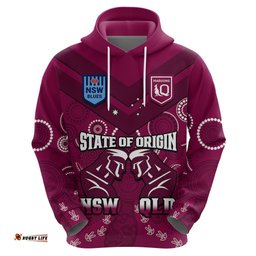 personalised qld maroons and nsw blues rugby hoodie state of origin indigenous maroon