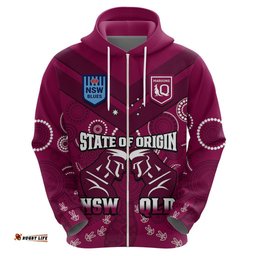 personalised qld maroons and nsw blues rugby hoodie state of origin indigenous maroon