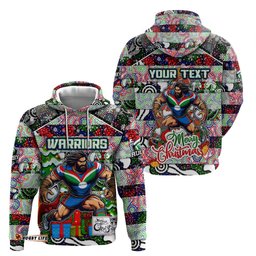 custom new zealand warriors rugby merry christmas hoodie indigenous australian art