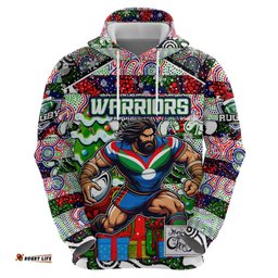 custom new zealand warriors rugby merry christmas hoodie indigenous australian art