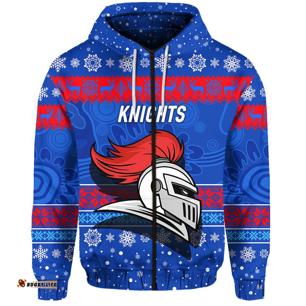 newcastle knights zip hoodie christmas simple style