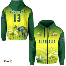 custom personalised cricket australia zip hoodie simple style custom text and number