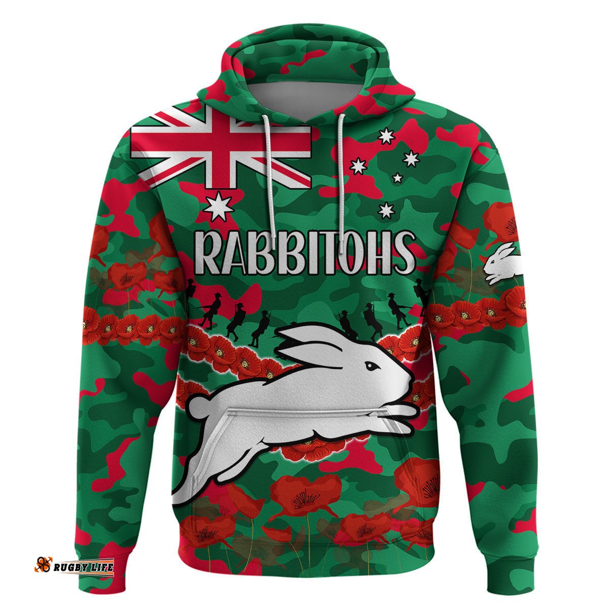 rabbitohs rugby anzac hoodie lest we forget 05