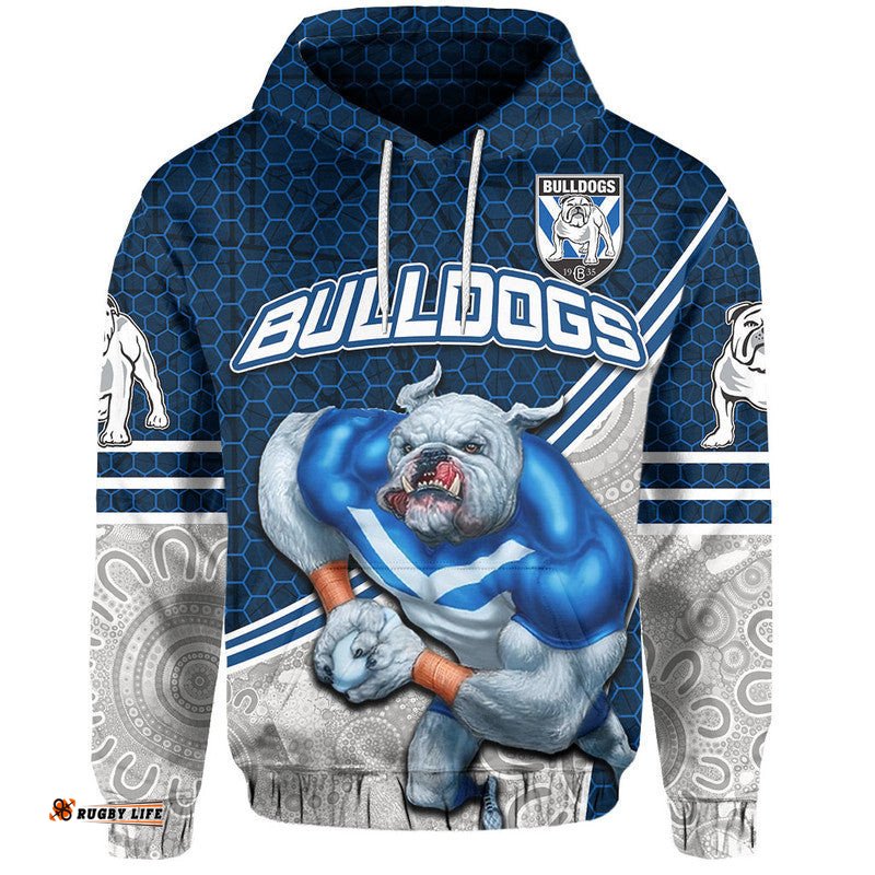 custom personalised bulldogs rugby hoodie mix aboriginal simple 01