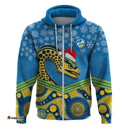 custom parramatta eels rugby christmas hoodie merry xmas mix aboriginal art