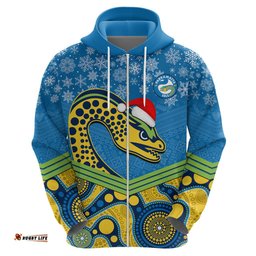custom parramatta eels rugby christmas hoodie merry xmas mix aboriginal art