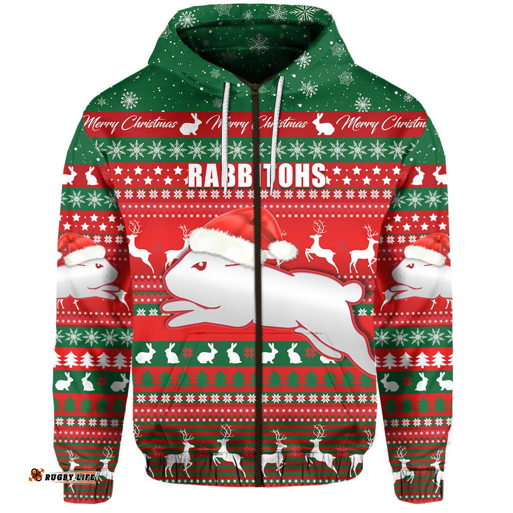 rabbitohs christmas zip hoodie south sydney indigenous