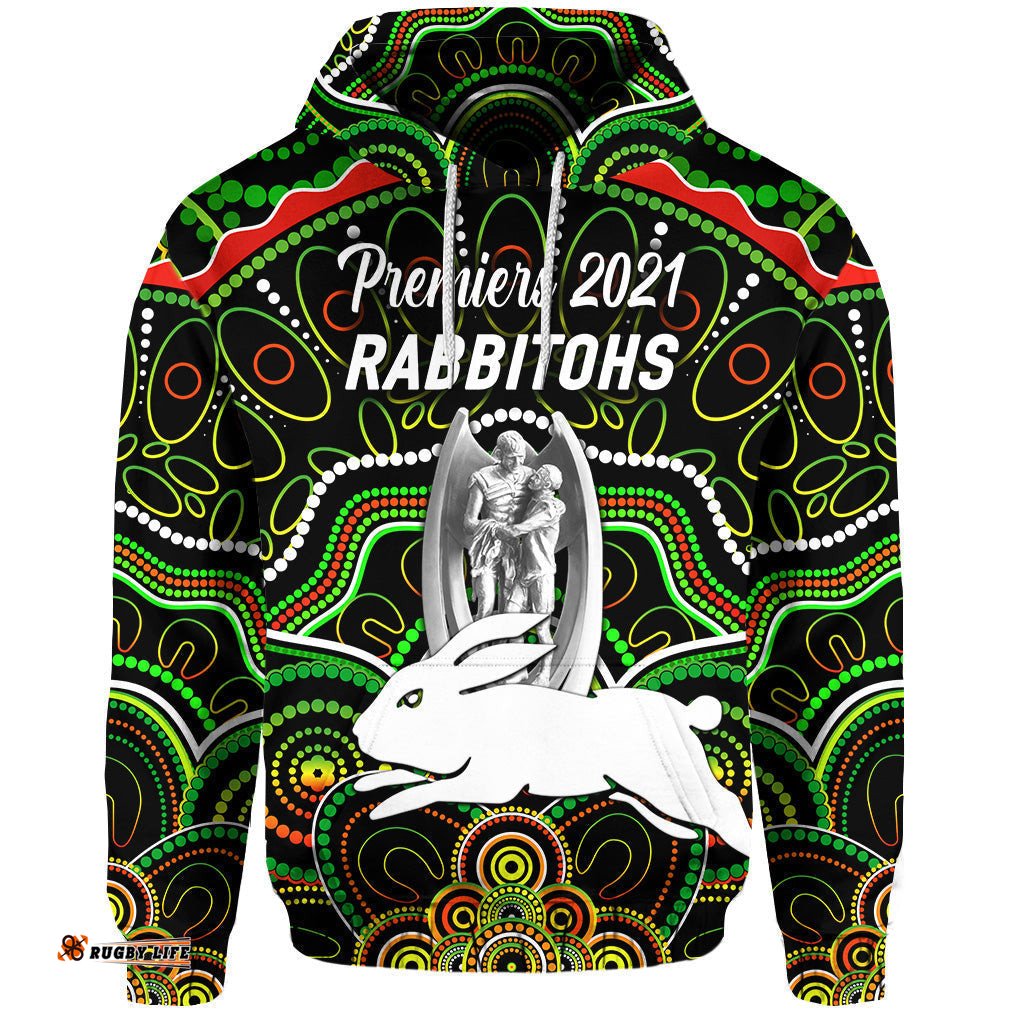 south sydney rabbitohs hoodie indigenous premiers trophy black