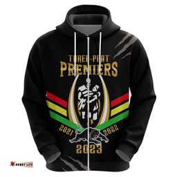 personalised nrl panthers hoodie premiers three peat proud of our boys black