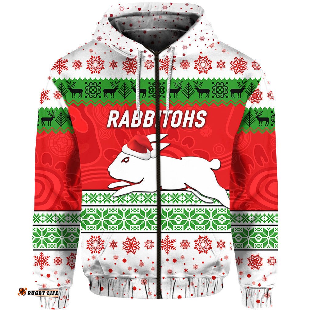 south sydney rabbitohs zip hoodie christmas simple style white