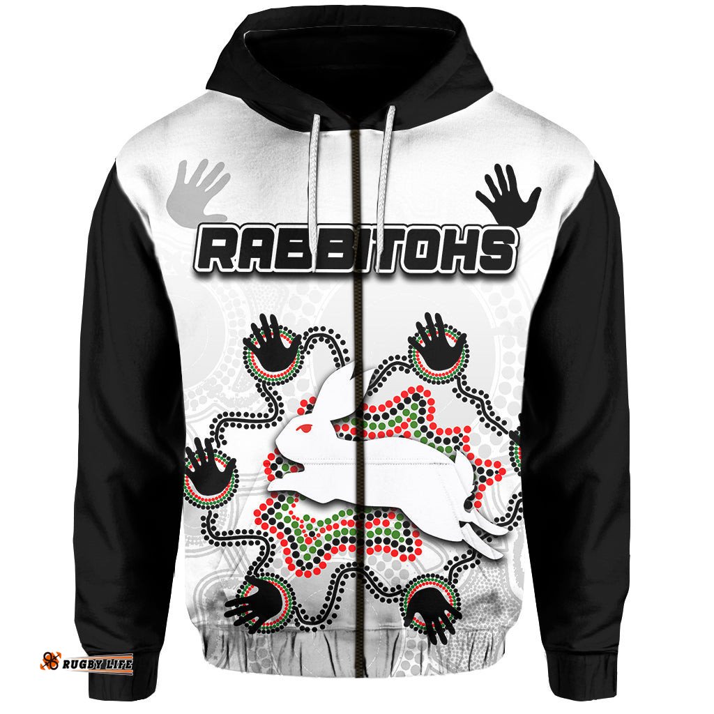 south sydney rabbitohs zip hoodie aboriginal hand