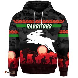 south sydney rabbitohs anzac zip up and pullover hoodie simple style black