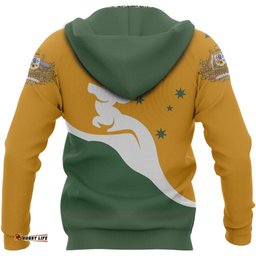 zip up hoodie kangaroo hoodie australian coat of arms national color unisex
