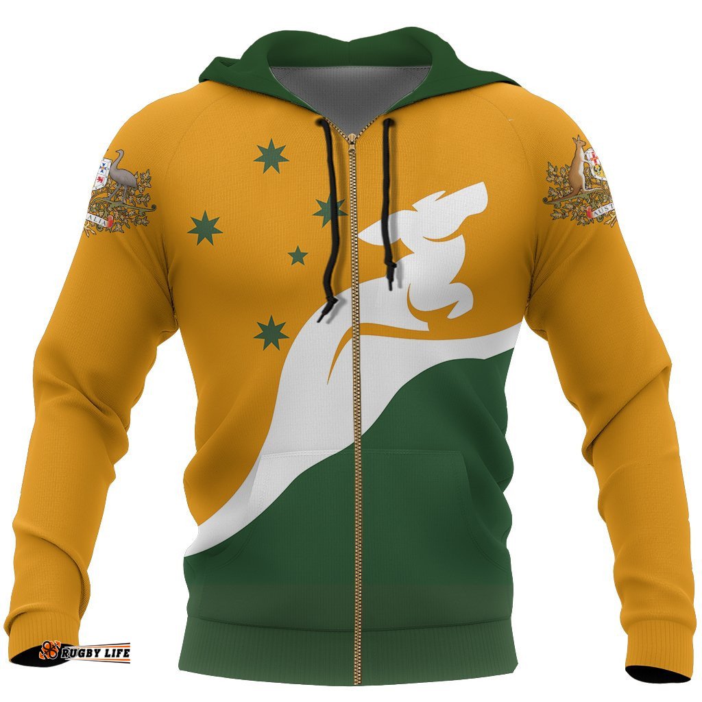 zip up hoodie kangaroo hoodie australian coat of arms national color unisex