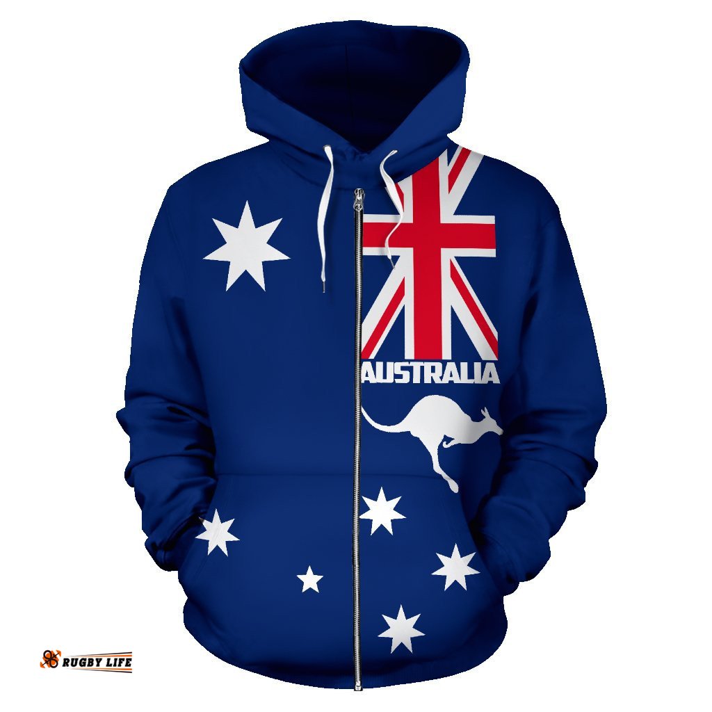 zip up hoodie kangaroo hoodie australian coat of arms unisex