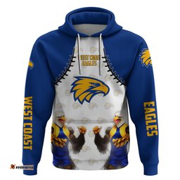 personalized custom 3d hoodie west coast eagles douple mascot afl