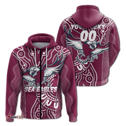 custom personalised sea eagles rugby aboriginal art hoodie