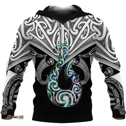 maori tattoo hoodie hei matau abalone white