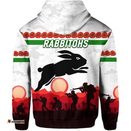 south sydney rabbitohs anzac zip up and pullover hoodie simple style white