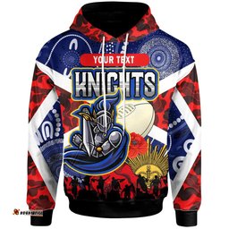 knights rugby hoodie custom anzac day newcastle knights aboriginal patterns hoodie 02