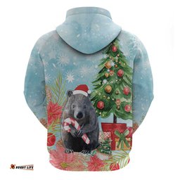 australia christmas hoodie merry wombat mas watercolor style
