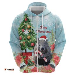 australia christmas hoodie merry wombat mas watercolor style