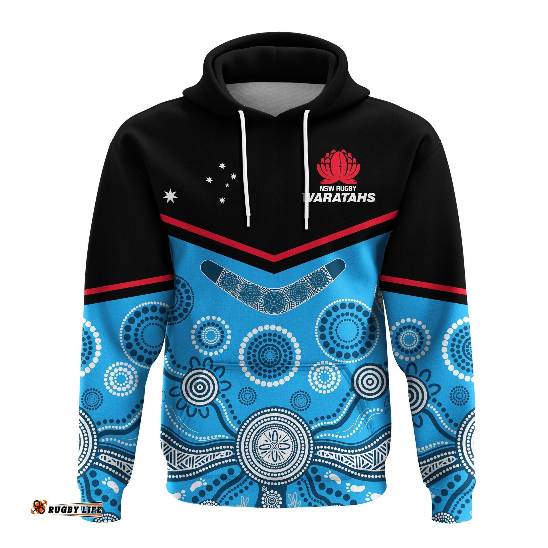 custom text and number waratahs super rugby hoodie nsw tahs indigenous art