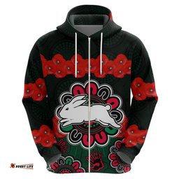 anzac nrl rabbitohs rugby hoodie the bunnies 1908 poppy flowers mixed aboriginal