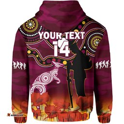 custom text and number maroons rugby anzac hoodie qld aboriginal mix poppy camouflage