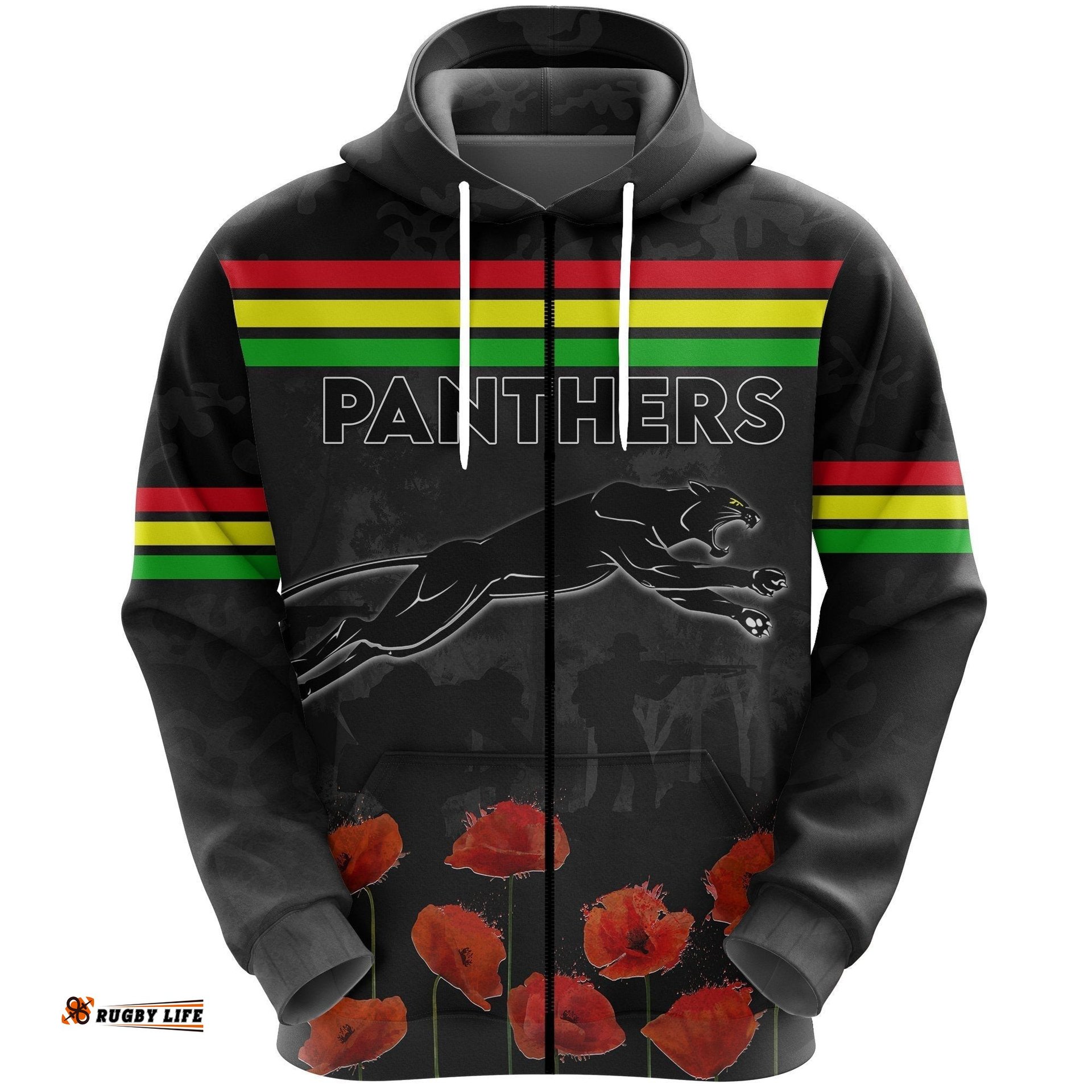 panthers rugby anzac day zip hoodie