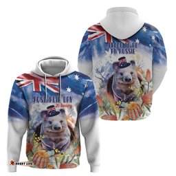 wombat australia day hoodie happy 26 january banksia watercolor