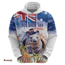 wombat australia day hoodie happy 26 january banksia watercolor