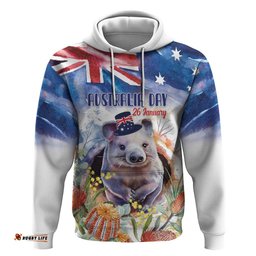 wombat australia day hoodie happy 26 january banksia watercolor