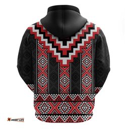 red taniko aotearoa hoodie niho taniwha mix poutama