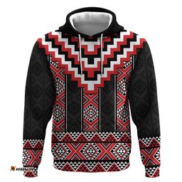 red taniko aotearoa hoodie niho taniwha mix poutama