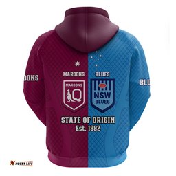 qld maroons and nsw blues rugby hoodie sporty version