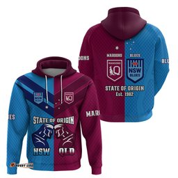 qld maroons and nsw blues rugby hoodie sporty version
