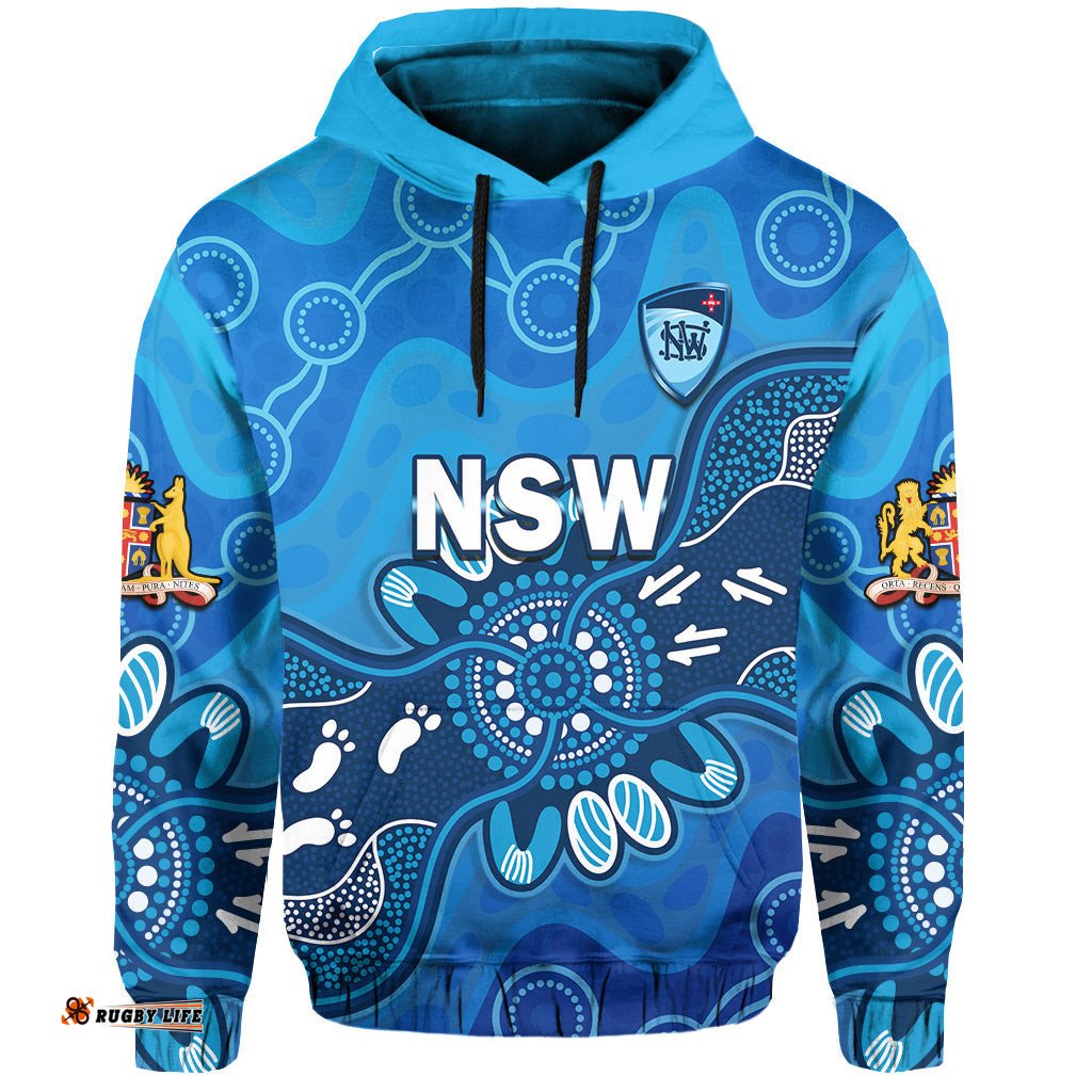 custom text and number new south wales cricket hoodie nsw aboriginal art