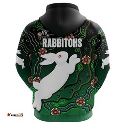 custom personalised rabbitohs zip hoodie simple indigenous