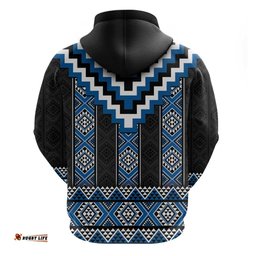 blue taniko aotearoa hoodie niho taniwha mix poutama