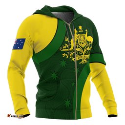zip up hoodie australia coat of arms hoodie national colors unisex
