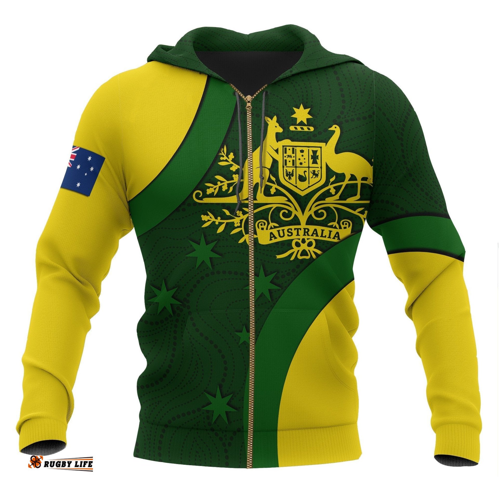 zip up hoodie australia coat of arms hoodie national colors unisex